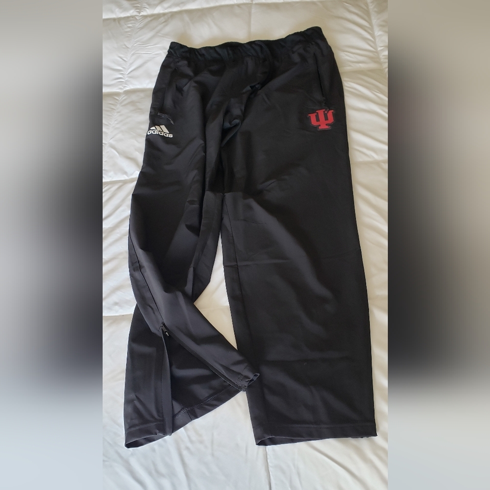 Adidas Athletic pants size large  Black & white With red IU logo